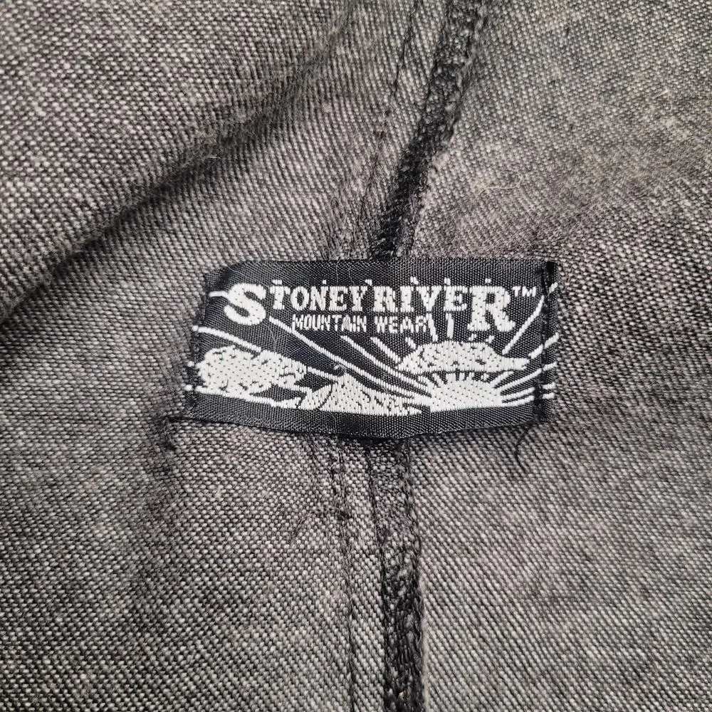 VTG Stoney River Coat Mens Medium Black Denim Duster Western USA Drover Outback
